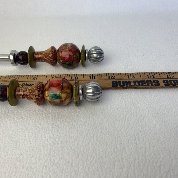 MCM Salad Utensils Fork Spoon Acrylic Beaded Handle 11.5” - Picture 6 of 7